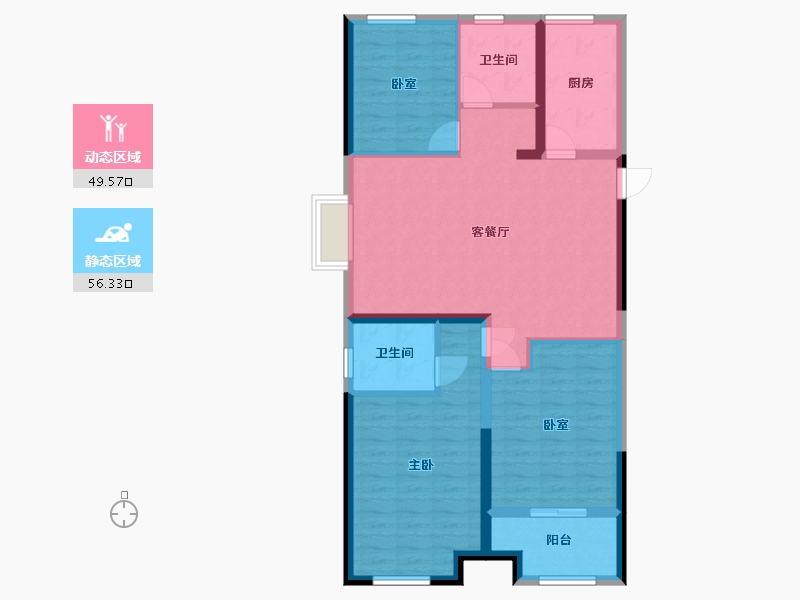 江苏省-徐州市-高铁花园-95.60-户型库-动静分区