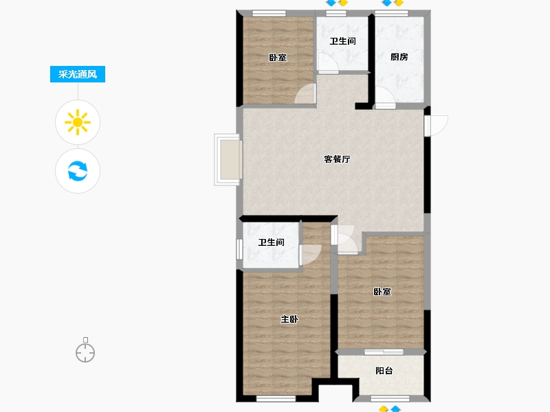 江苏省-徐州市-高铁花园-95.60-户型库-采光通风