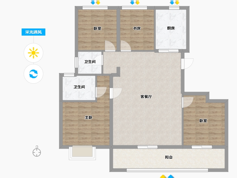 江苏省-徐州市-翠湾中城-112.40-户型库-采光通风