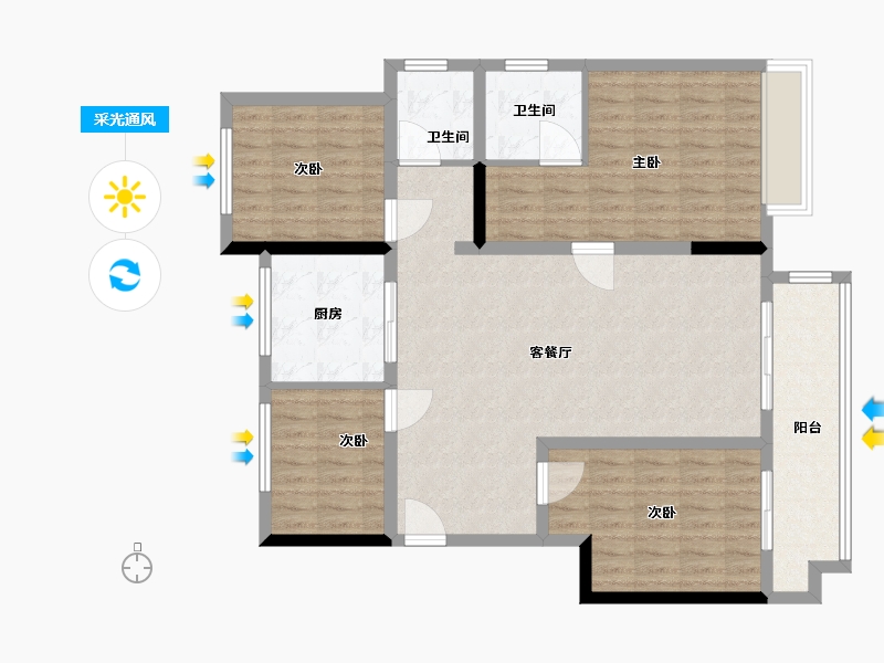 安徽省-合肥市-新城滨湖云境-112.00-户型库-采光通风