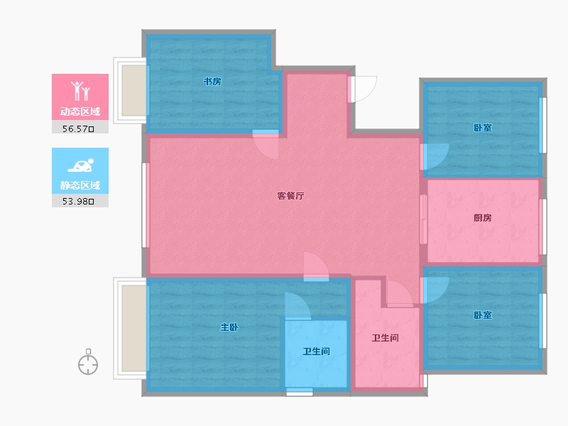 内蒙古自治区-赤峰市-锡伯印象-128.00-户型库-动静分区