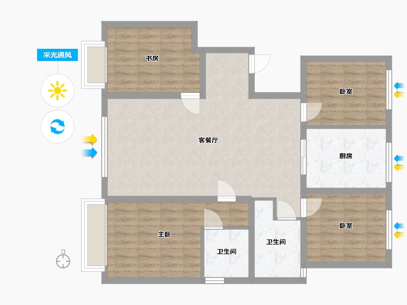 内蒙古自治区-赤峰市-锡伯印象-128.00-户型库-采光通风