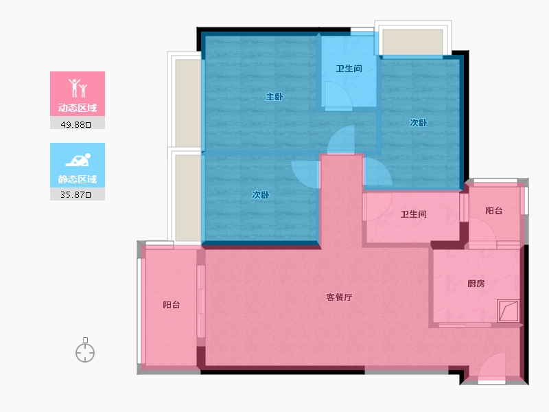 广东省-深圳市-京基·天韵府-76.34-户型库-动静分区