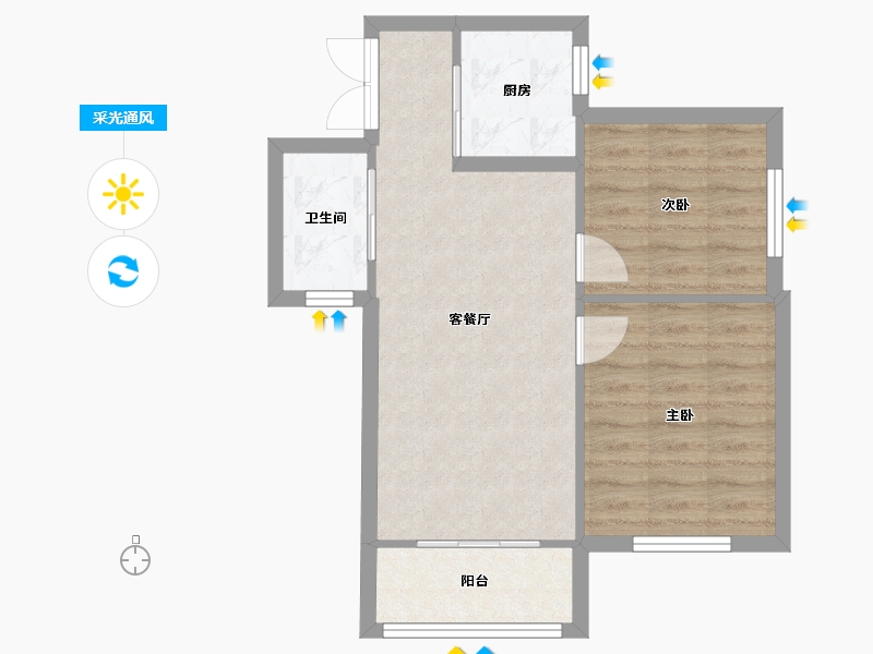 陕西省-西安市-物产小区-70.00-户型库-采光通风