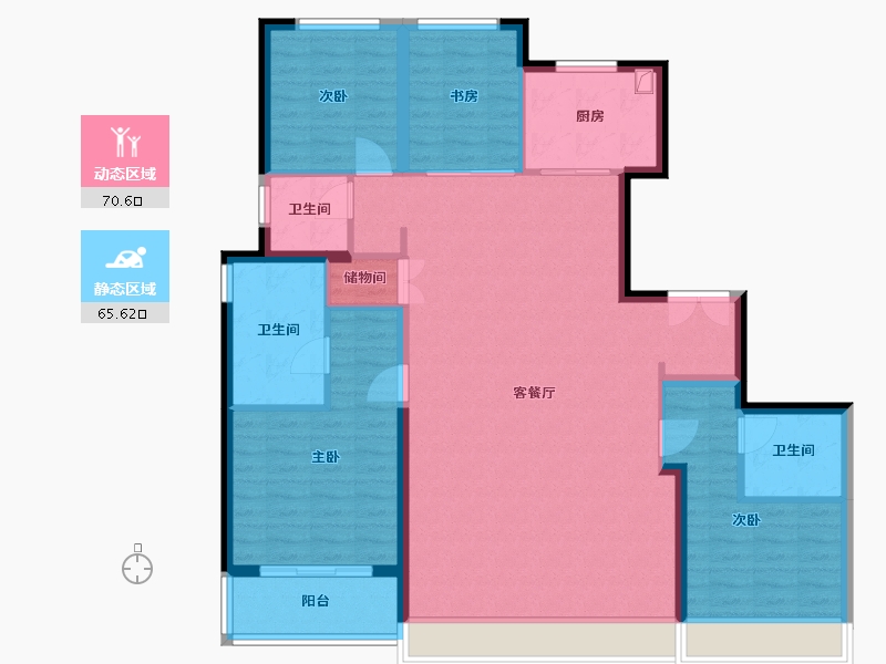 陕西省-西安市-中粮奥体壹号-134.00-户型库-动静分区