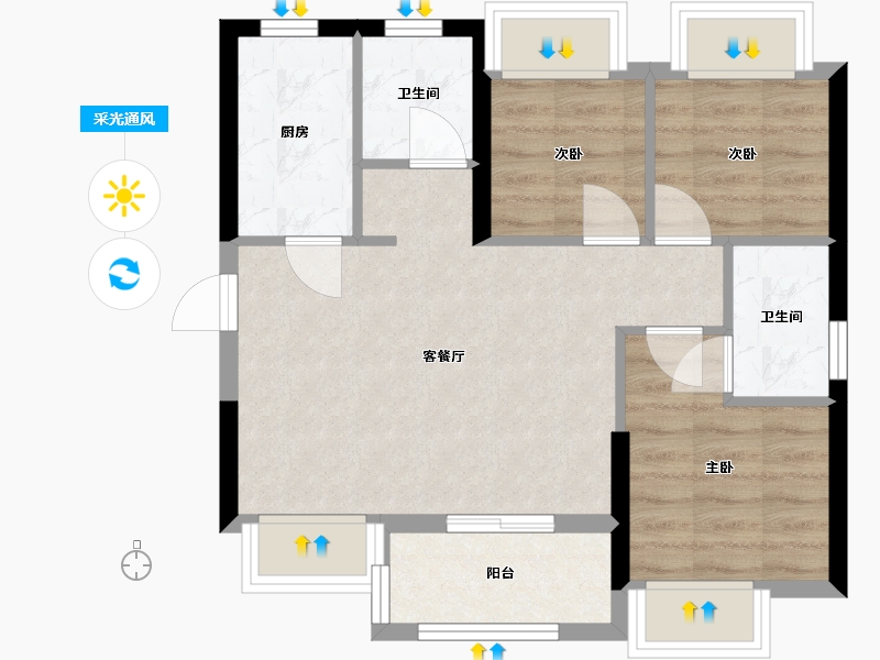 广东省-深圳市-中龙苑-64.00-户型库-采光通风