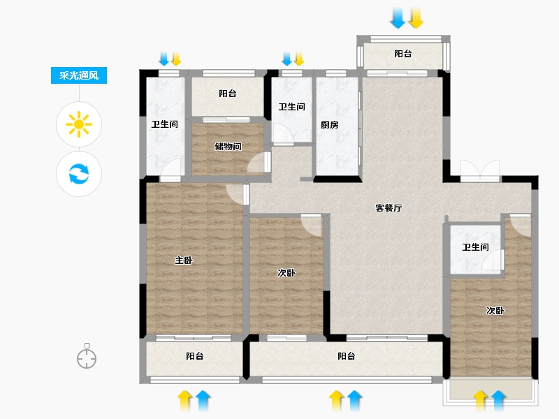 河南省-周口市-建业·青风院子-140.80-户型库-采光通风