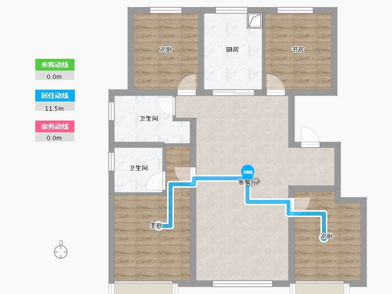 内蒙古自治区-赤峰市-坤厦锡伯印象-108.80-户型库-动静线