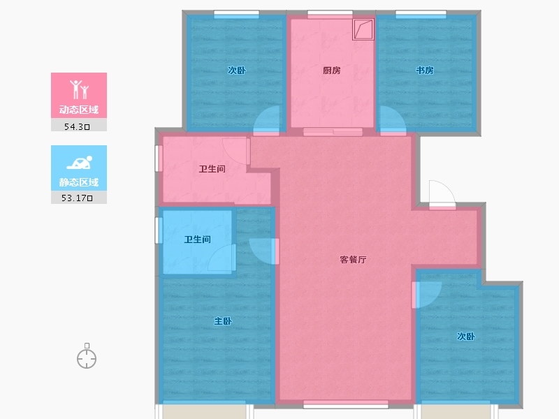 内蒙古自治区-赤峰市-坤厦锡伯印象-108.80-户型库-动静分区