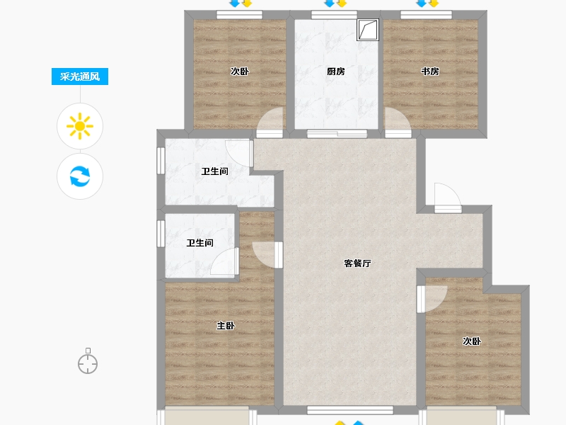 内蒙古自治区-赤峰市-坤厦锡伯印象-108.80-户型库-采光通风