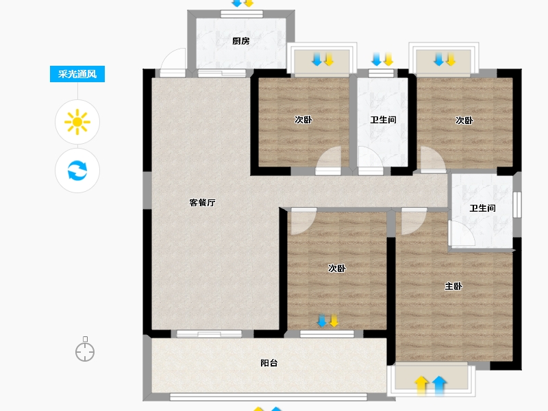 江西省-赣州市-时代国风府-109.20-户型库-采光通风