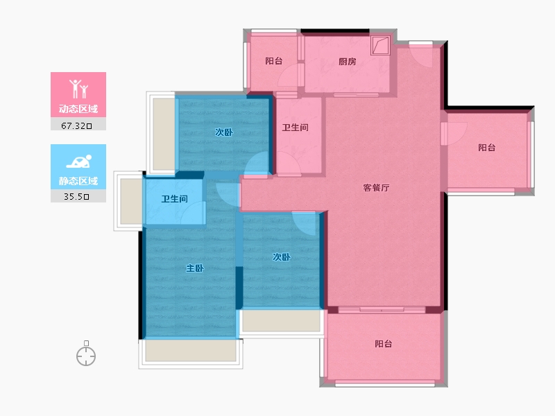 广东省-湛江市-达智·佳境花园-91.00-户型库-动静分区