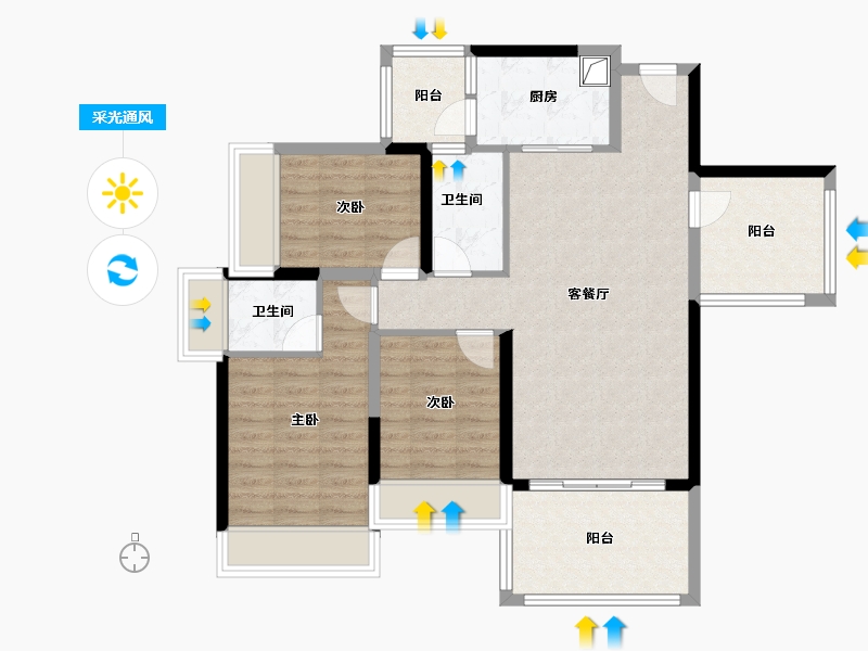 广东省-湛江市-达智·佳境花园-91.00-户型库-采光通风