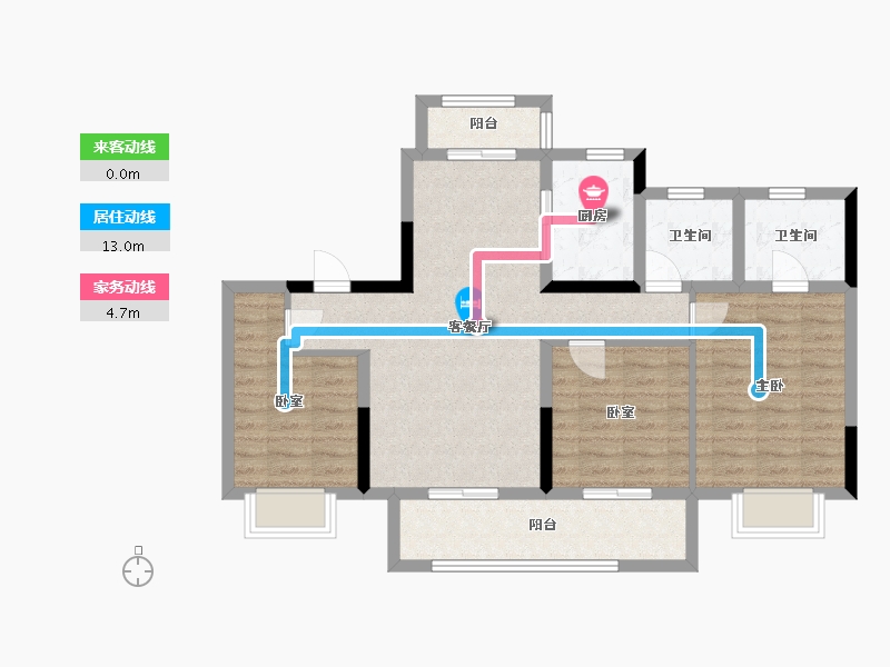 四川省-成都市-凤栖南庭-85.58-户型库-动静线