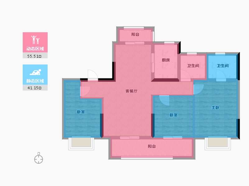 四川省-成都市-凤栖南庭-85.58-户型库-动静分区