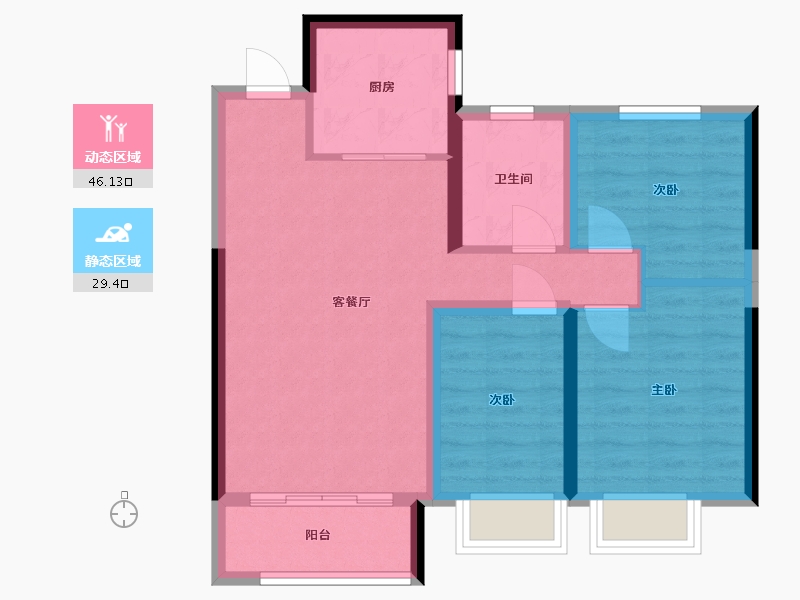 陕西省-西安市-锦绣嘉园-67.04-户型库-动静分区