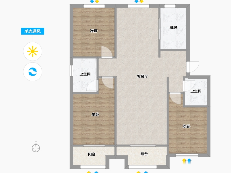 河北省-石家庄市-高远森林城-103.98-户型库-采光通风