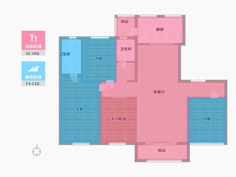 山东省-菏泽市-天安夏威夷-132.80-户型库-动静分区