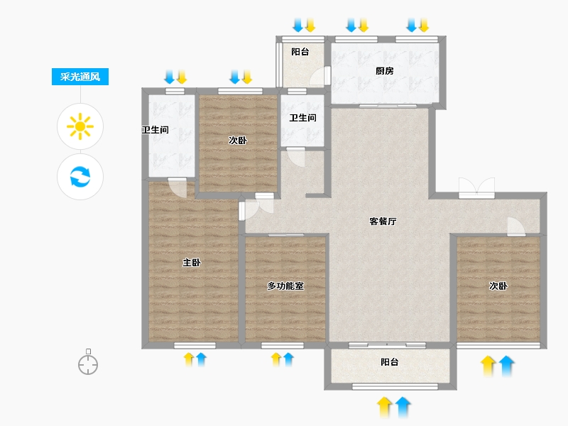 山东省-菏泽市-天安夏威夷-132.80-户型库-采光通风