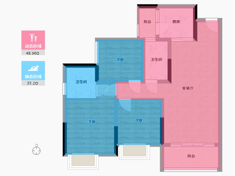 四川省-成都市-凤栖南庭-74.07-户型库-动静分区