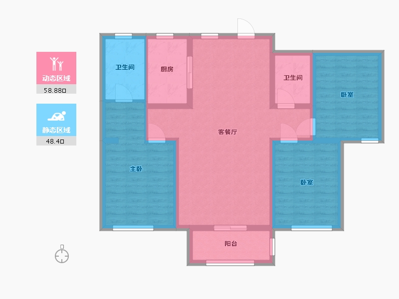 河北省-邢台市-宏屹上院-95.20-户型库-动静分区