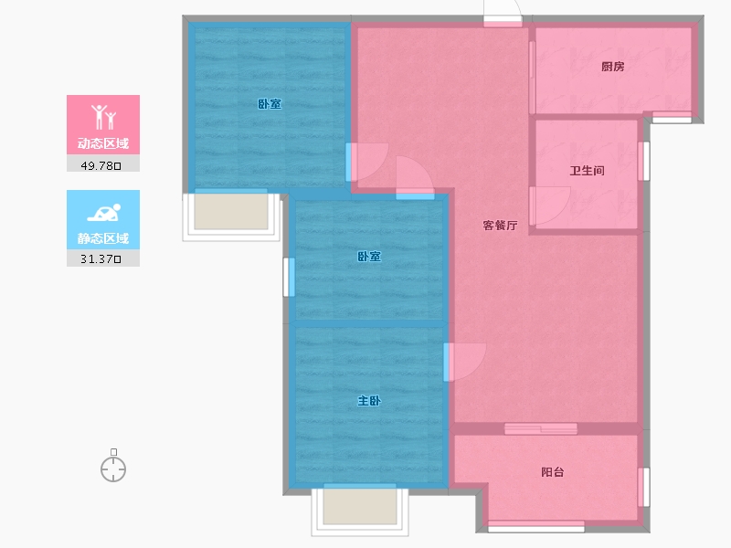 河南省-洛阳市-香榭里畔山兰溪-72.00-户型库-动静分区