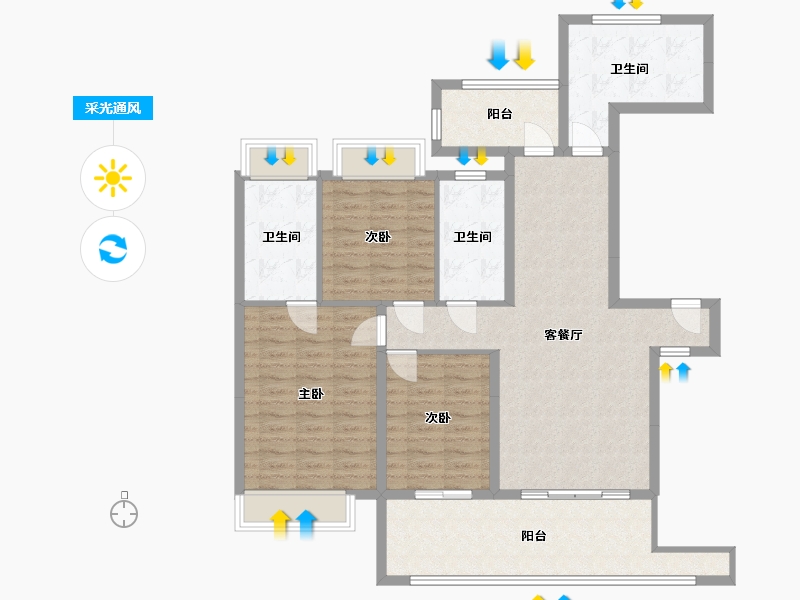 云南省-文山壮族苗族自治州-壹然广场-111.36-户型库-采光通风