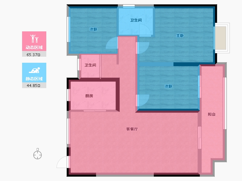 河南省-驻马店市-置地天中第一城南苑-96.00-户型库-动静分区