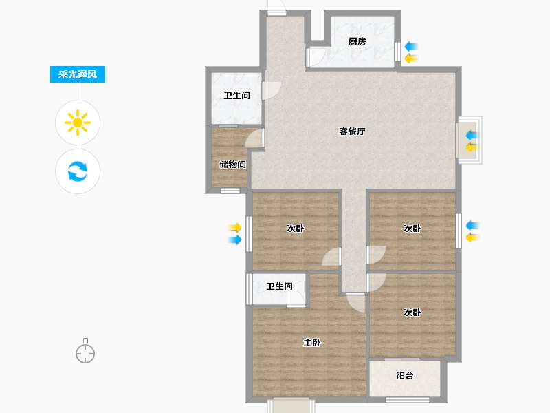 陕西省-西安市-文景小区西区-132.80-户型库-采光通风