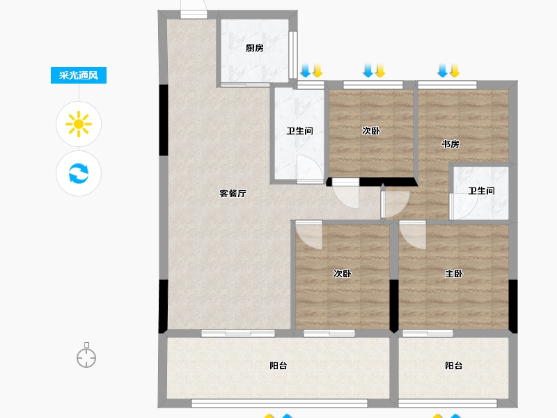 贵州省-毕节市-公园1号-94.05-户型库-采光通风