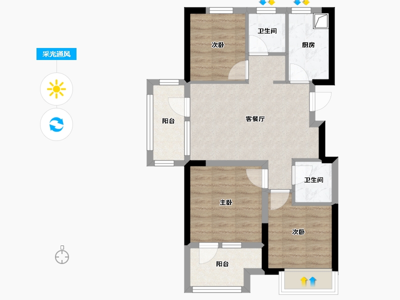 山东省-青岛市-海尚府-66.11-户型库-采光通风