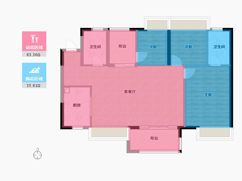 广东省-佛山市-美的西江府-85.60-户型库-动静分区