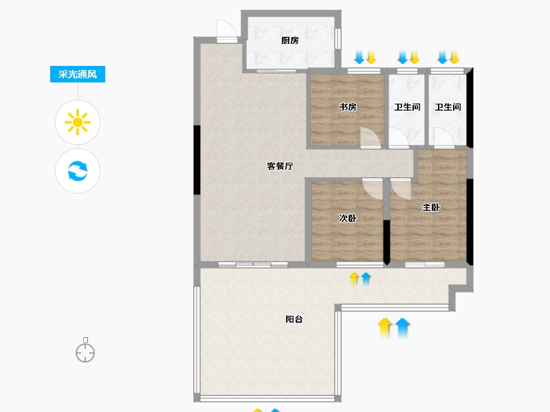 湖北省-宜昌市-金陵世纪城二期-107.79-户型库-采光通风