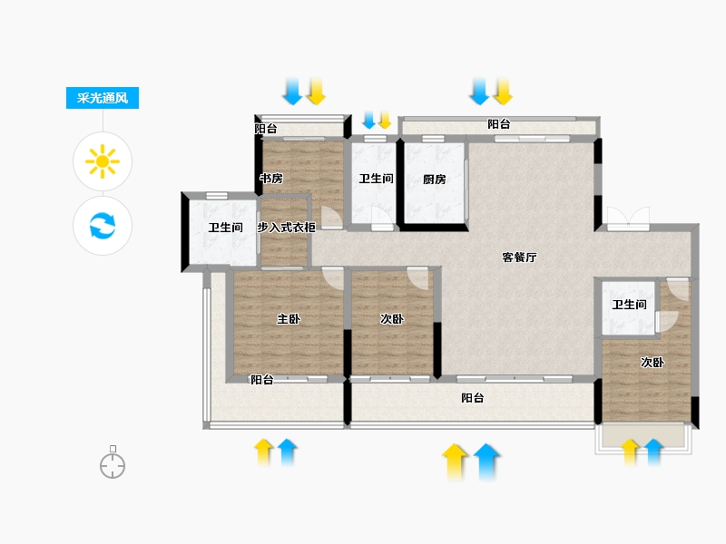 河南省-周口市-羲皇·壹号院-132.00-户型库-采光通风