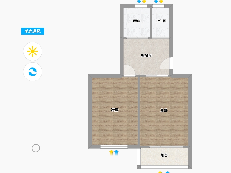 江苏省-南京市-莫愁新村-47.70-户型库-采光通风