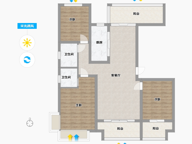 河南省-漯河市-华泰·云筑-98.40-户型库-采光通风