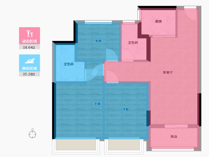 浙江省-温州市-亿龙江南名邸-65.84-户型库-动静分区