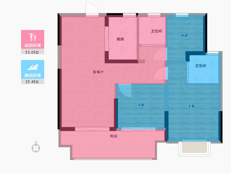 浙江省-宁波市-河山悦府-80.00-户型库-动静分区