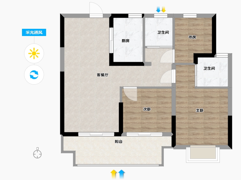 浙江省-宁波市-河山悦府-80.00-户型库-采光通风