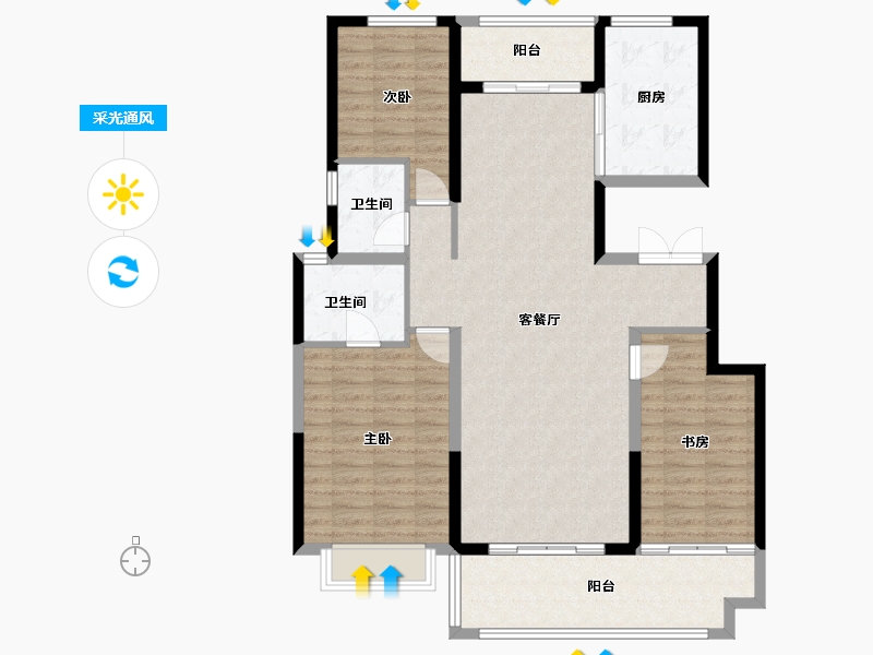 陕西省-渭南市-合创·铂悦府-114.33-户型库-采光通风