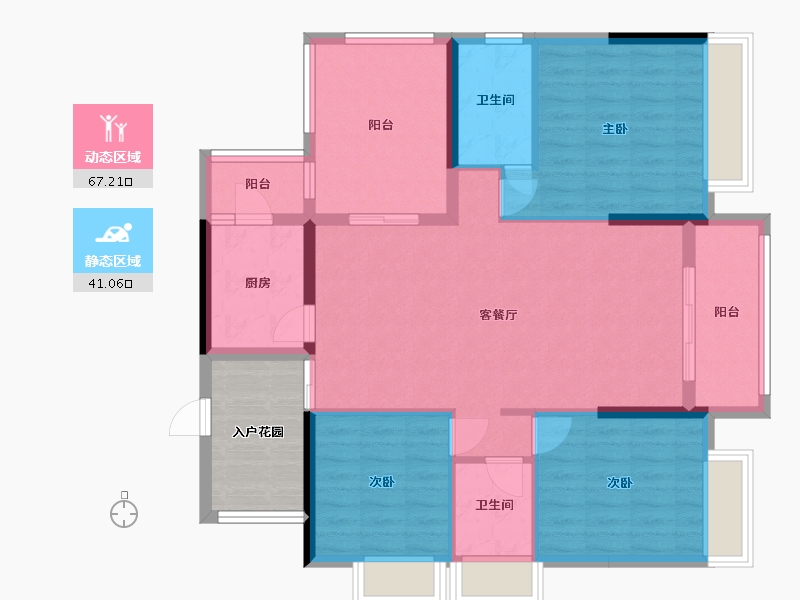 广东省-肇庆市-鸿益幸福湖畔-103.88-户型库-动静分区