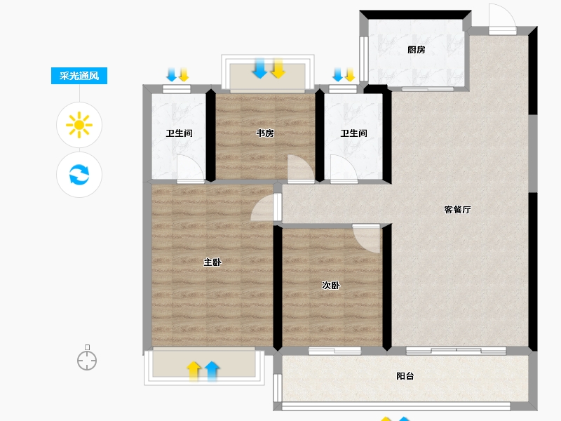 浙江省-温州市-楠盛·丹枫四季-89.29-户型库-采光通风