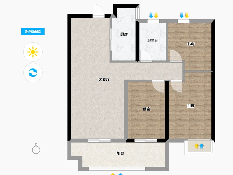 陕西省-渭南市-合创·铂悦府-81.00-户型库-采光通风