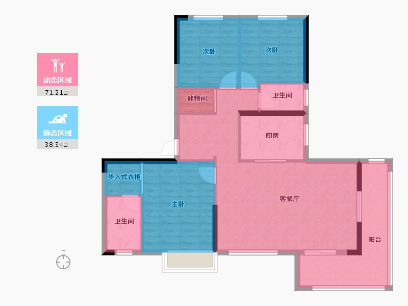 湖北省-宜昌市-金陵世纪城二期-98.42-户型库-动静分区