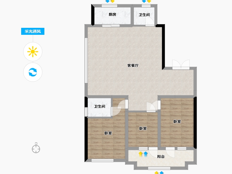 山东省-德州市-牡丹华府-99.77-户型库-采光通风