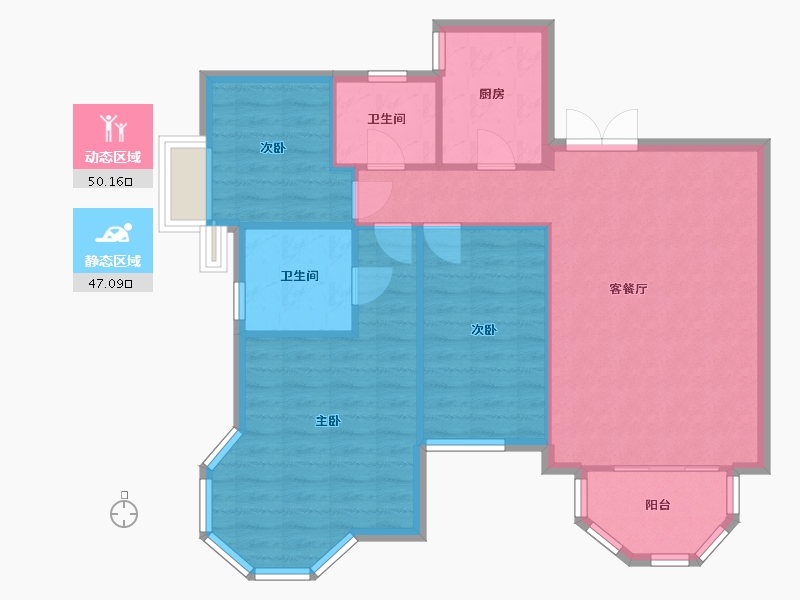 北京-北京市-卡布其诺-88.81-户型库-动静分区