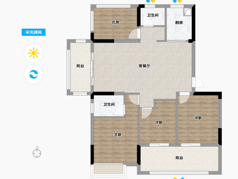 贵州省-毕节市-公园1号-104.49-户型库-采光通风