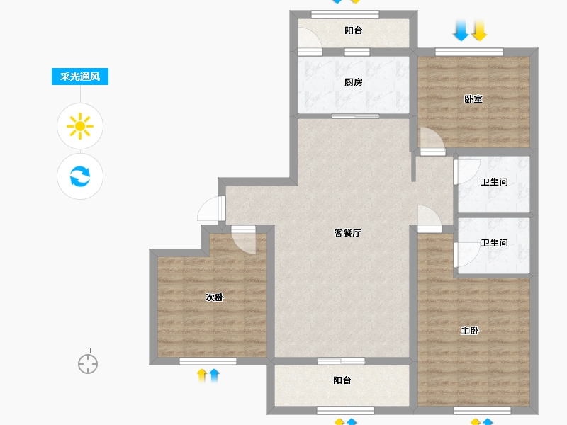 山东省-菏泽市-天安夏威夷-99.69-户型库-采光通风