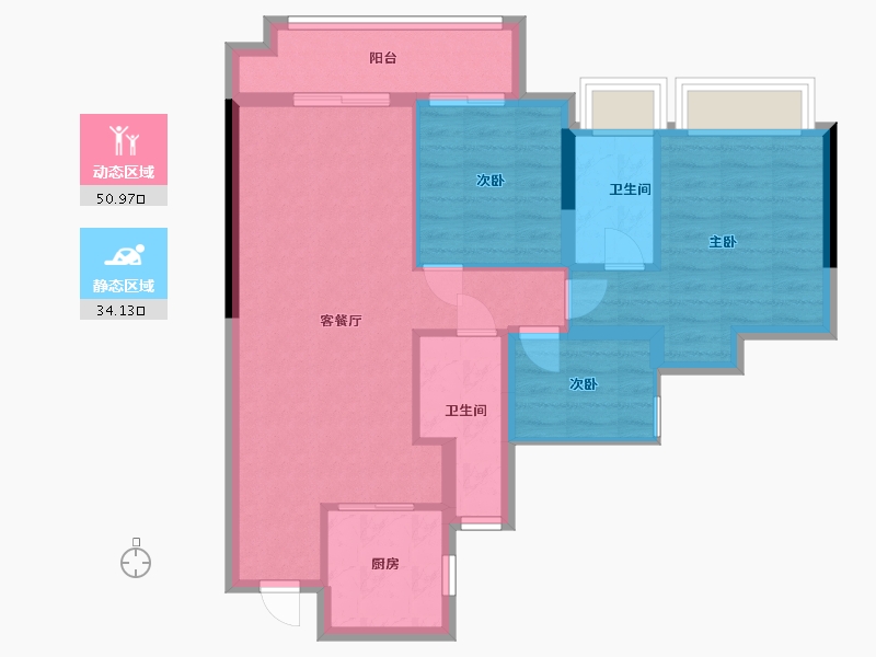 广东省-中山市-龙湖天樾-76.00-户型库-动静分区