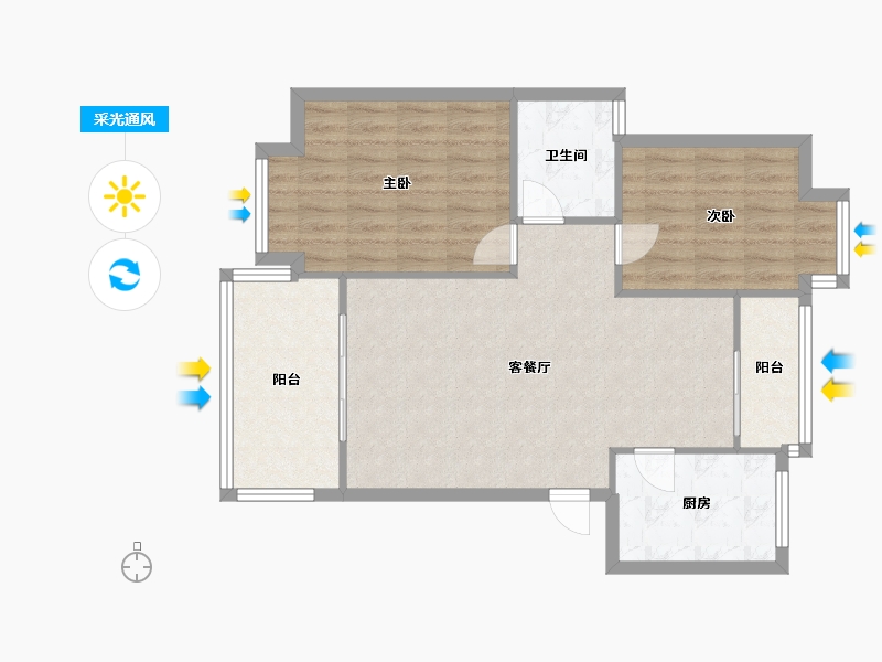 四川省-成都市-上东阳光-一期-71.02-户型库-采光通风